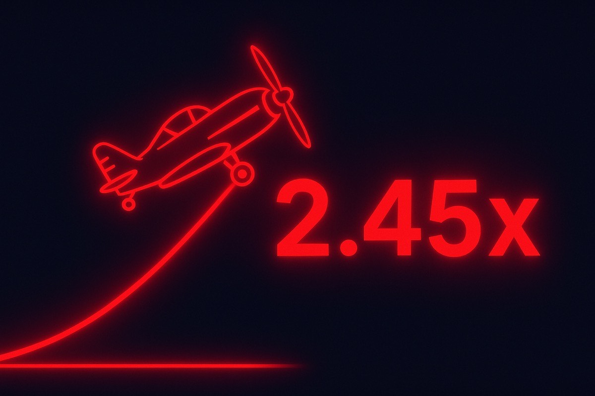 Aviator crash oyunu - kırmızı uçak ve 2.45x çarpan